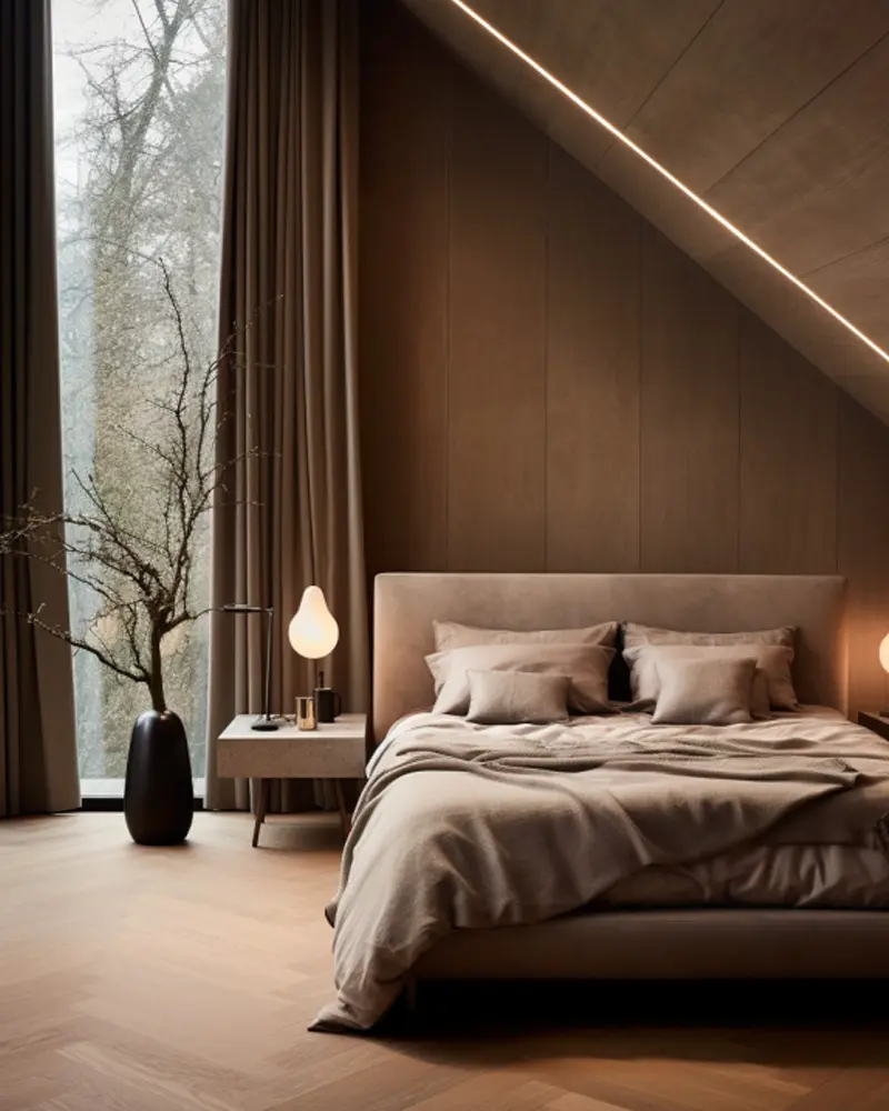 deco chambre minimaliste beige moderne