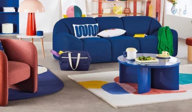 table basse ronde bleue