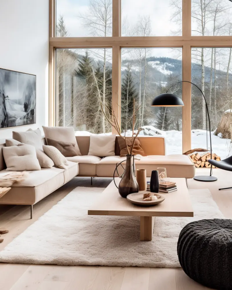 salon minimaliste scandinave bois clair