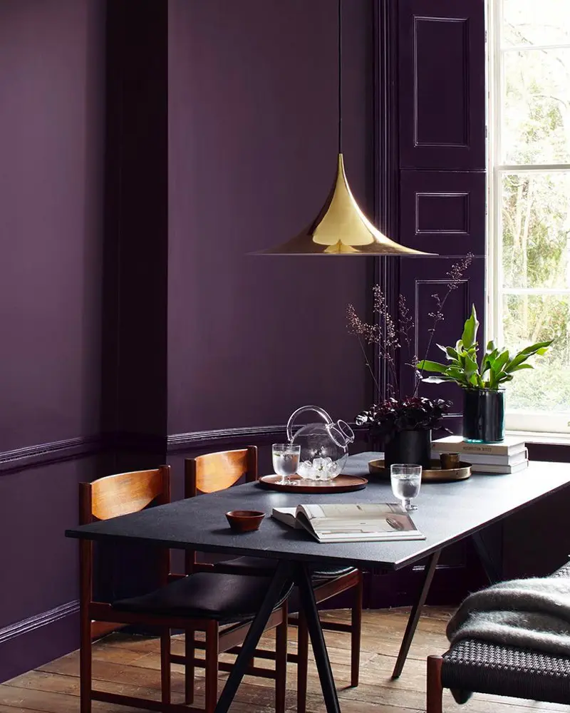 deco salle a manger violet dore