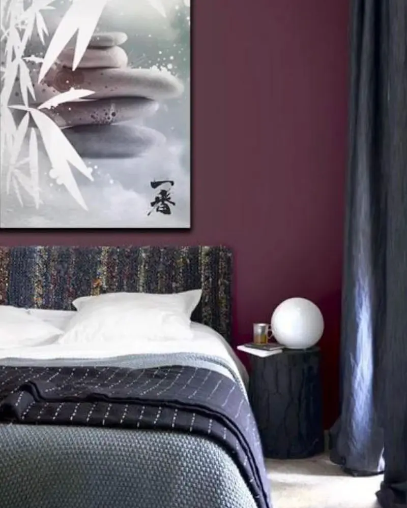 deco chambre violet bois noir