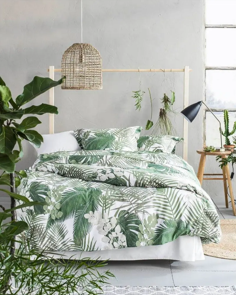 linge de lit motif tropical deco chambre