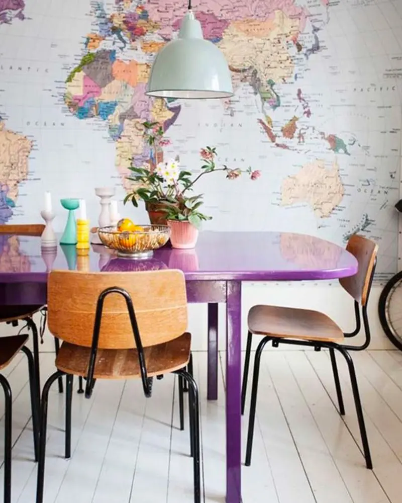 deco salle a manger table violet