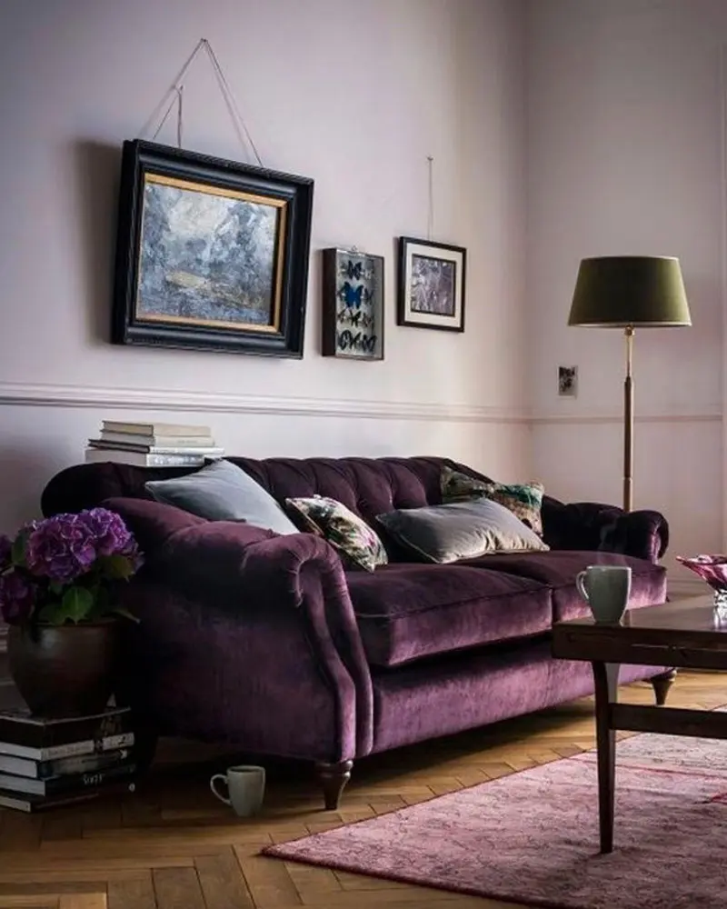 deco salon canape violet
