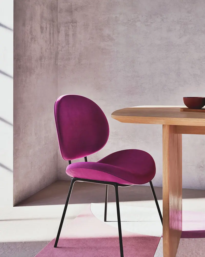 chaise velours violet