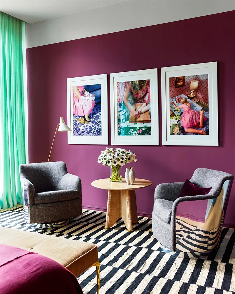 deco salon violet noir blanc