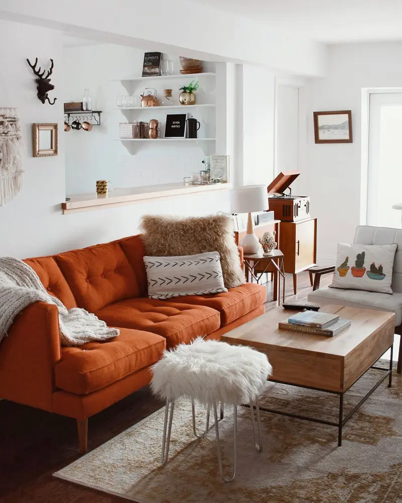 deco salon canape orange