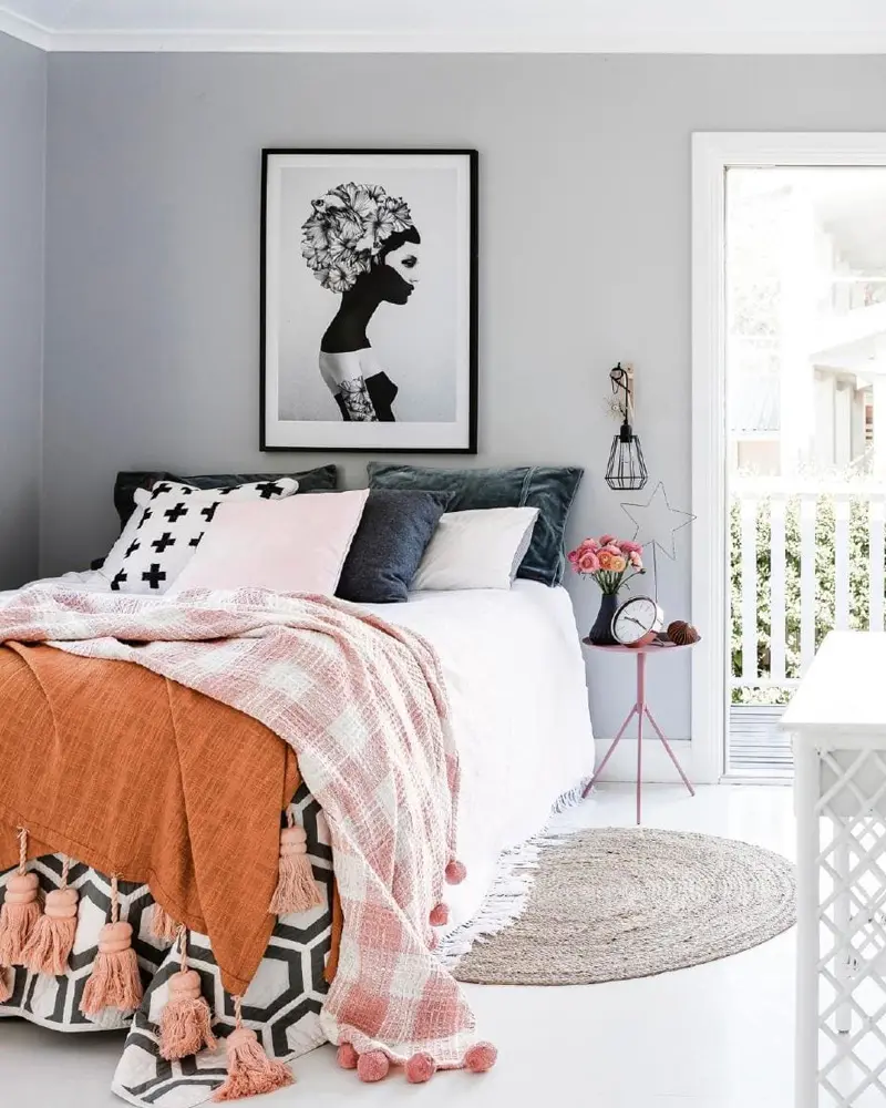 plaid orange deco chambre