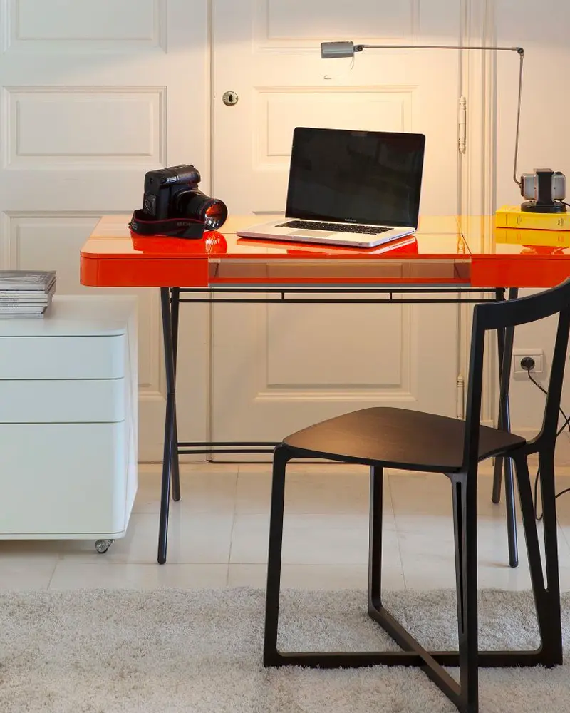 deco bureau moderne orange noir