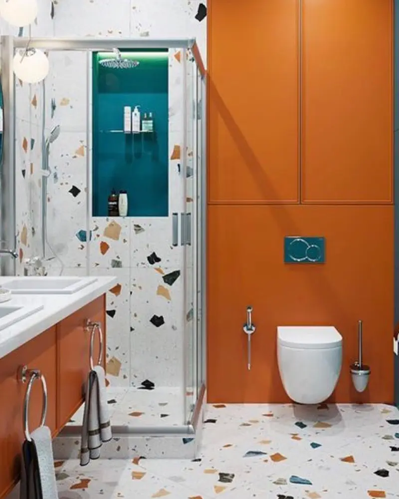 deco salle de bain moderne orange