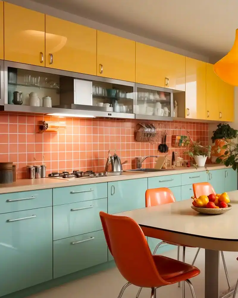 cuisine orange jaune bleu