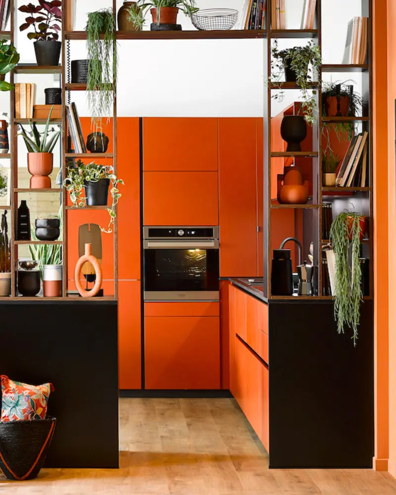 deco cuisine moderne noir orange
