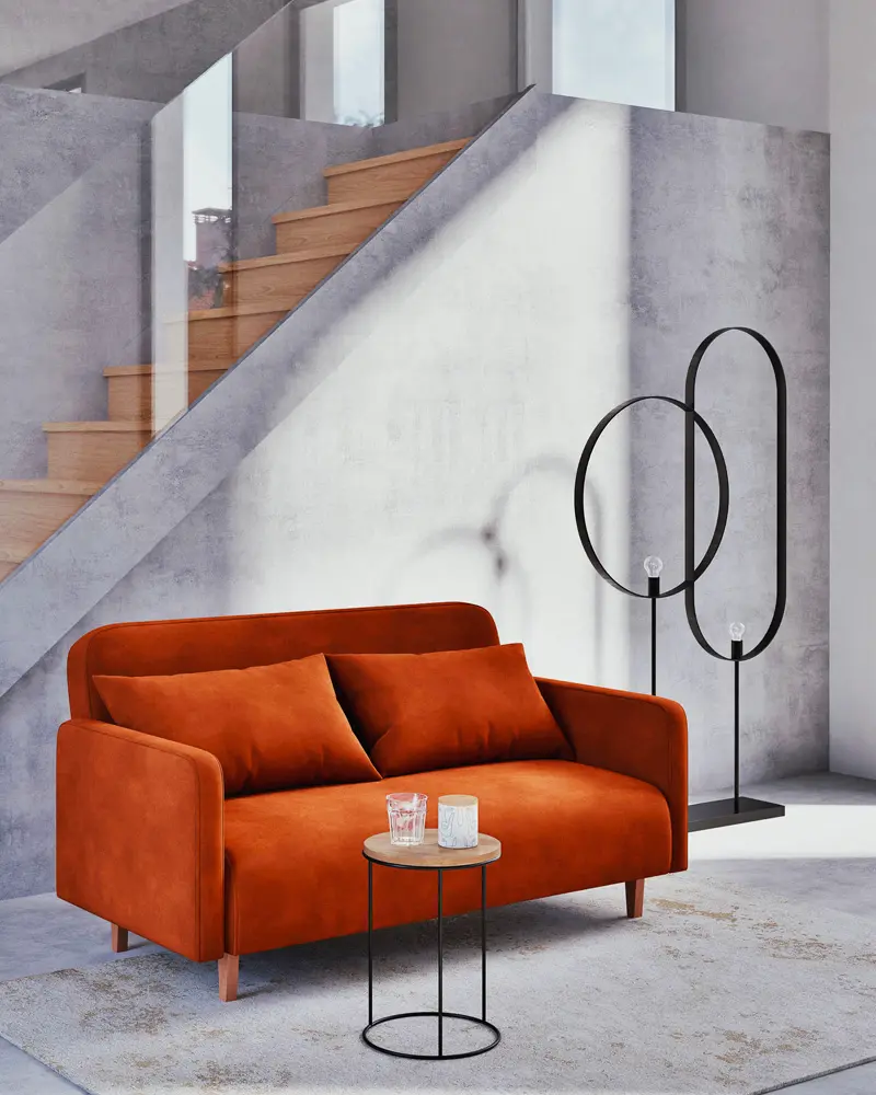 canape convertible orange
