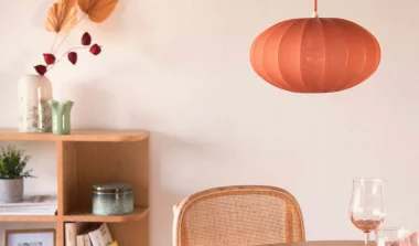 suspension boule tissu terracotta