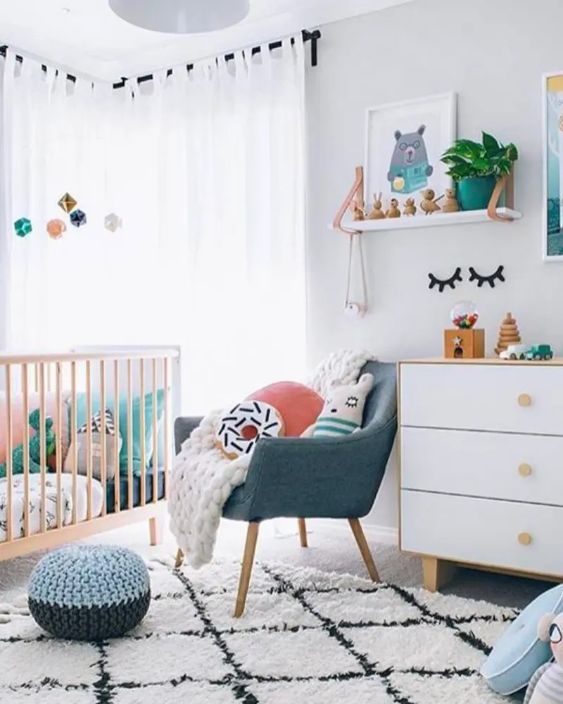 deco chambre bebe scandinave moderne bleu