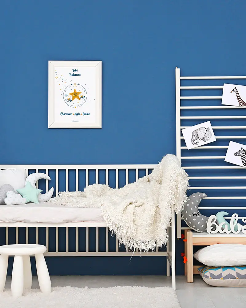 deco chambre bebe bleu blanc