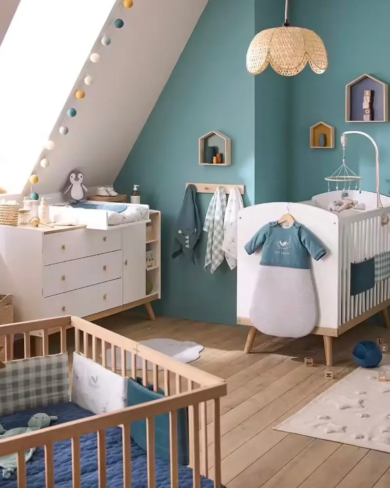deco chambre bebe bleu blanc
