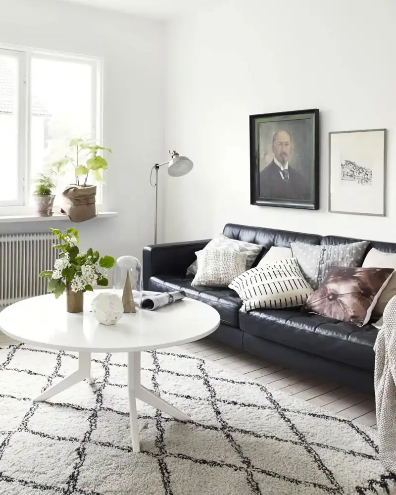 deco appartement scandinave nature noir blanc salon