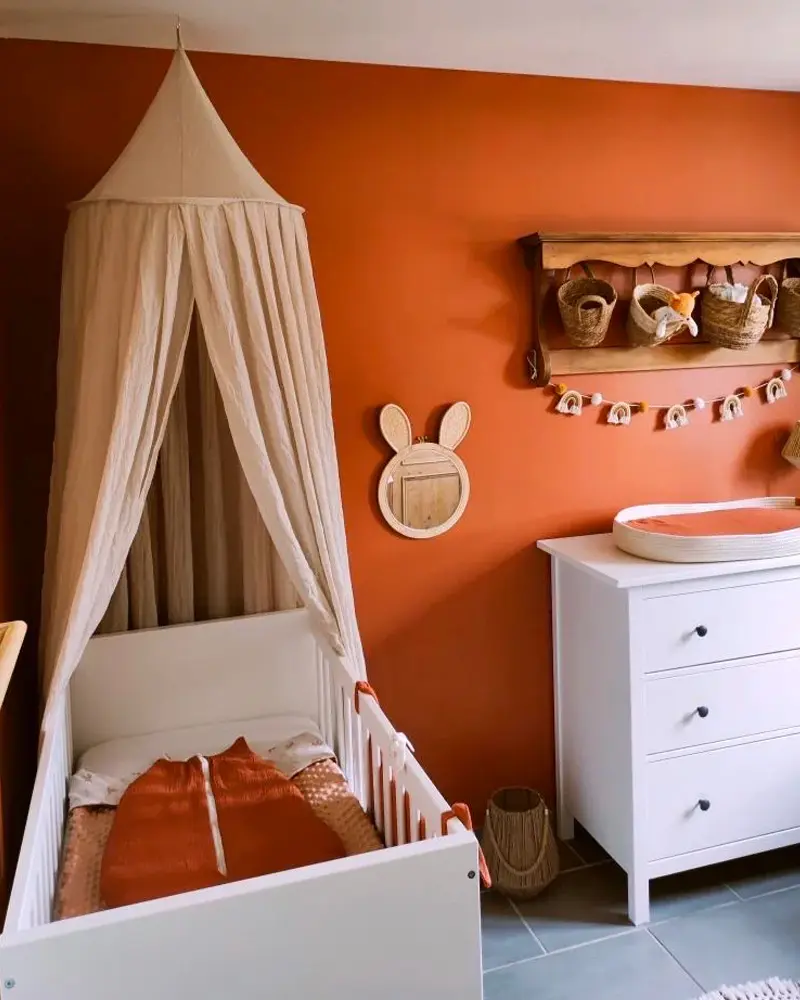 mur orange deco chambre bebe