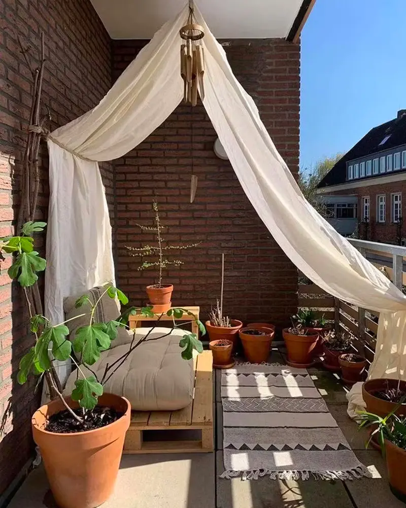 deco balcon été tissu ombrage