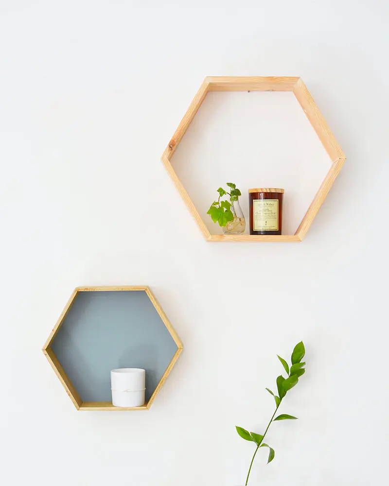 etagere murale géométrique bois diy