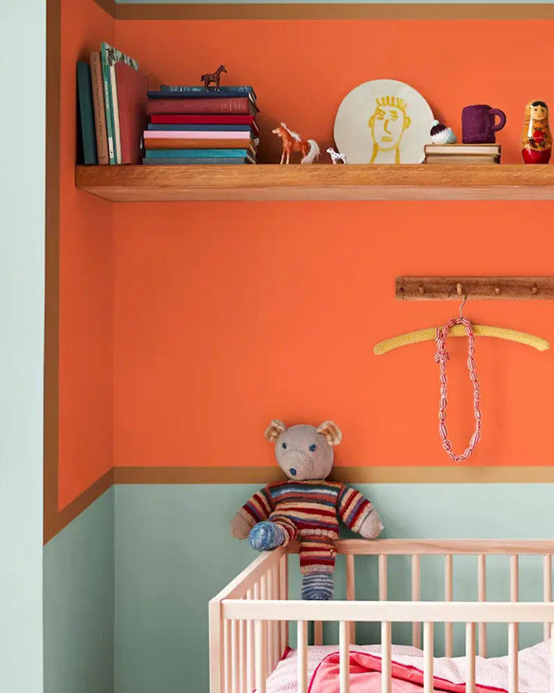 deco chambre bebe orange vert