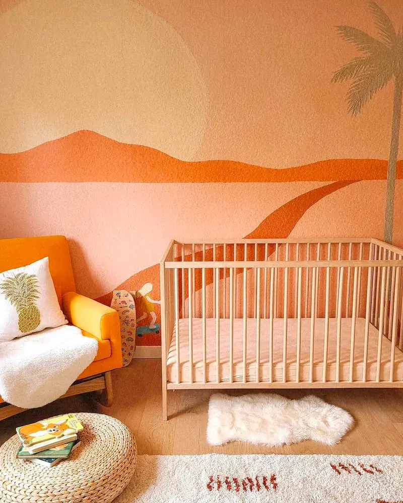 deco chambre bebe fresque orange