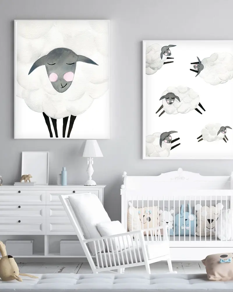 deco chambre bebe mouton gris blanc