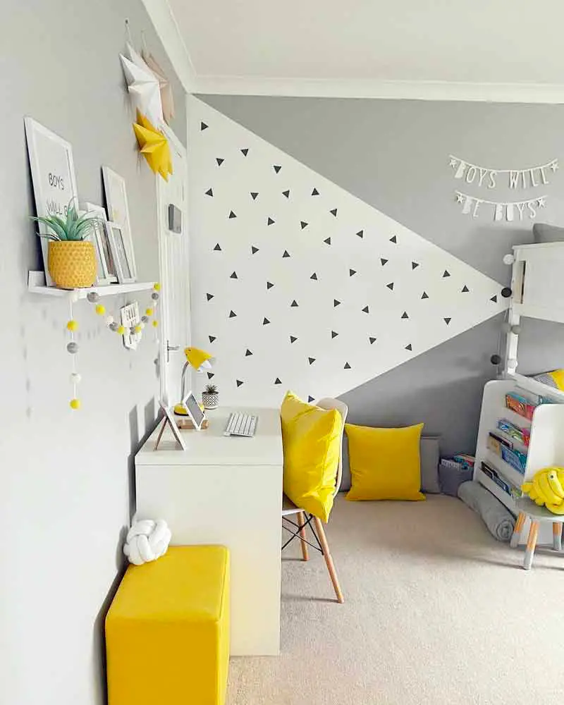 deco chambre enfant jaune gris