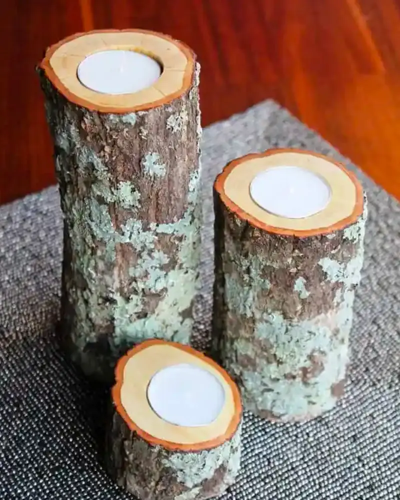 photophore buche bois diy