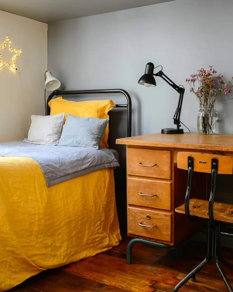 deco chambre enfant vintage industrielle jaune