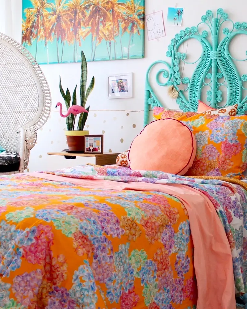 deco chambre enfant boheme orange turquoise