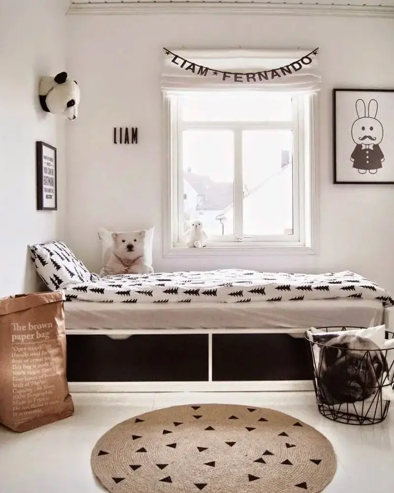 deco chambre enfant scandinave noir blanc