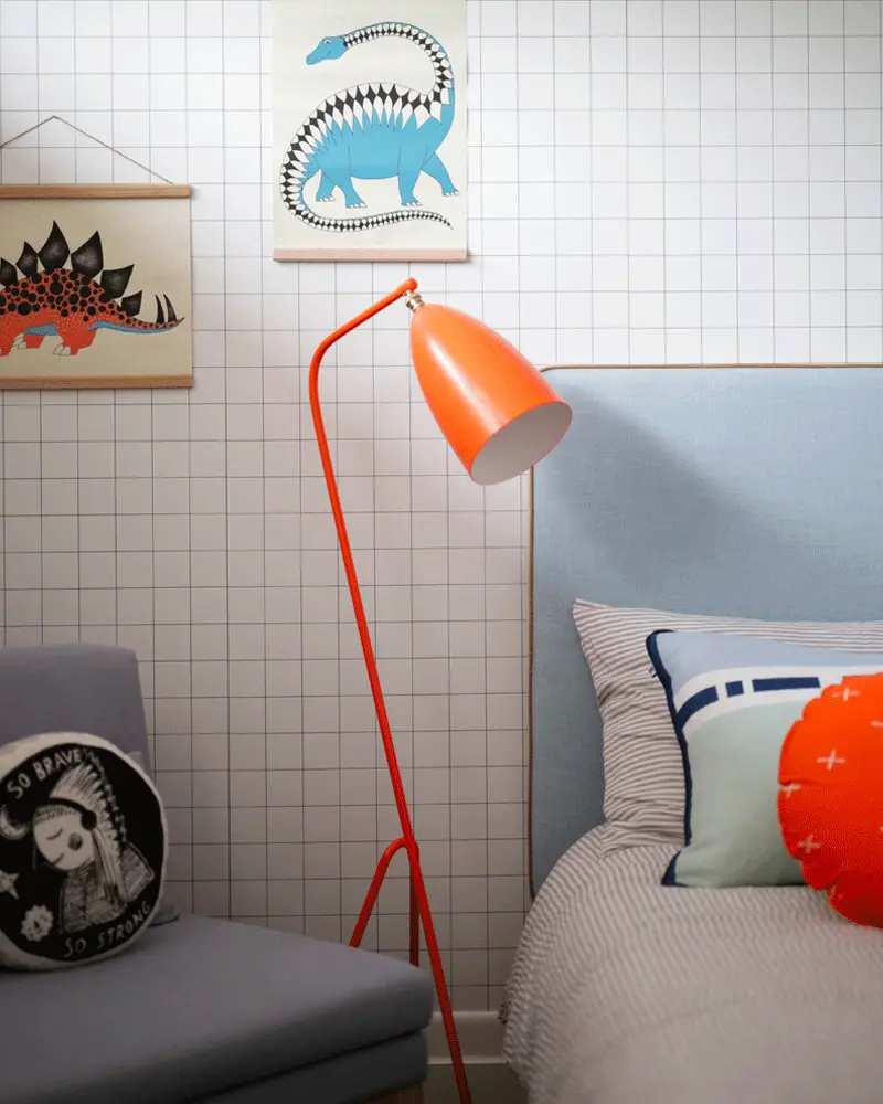 deco chambre enfant moderne orange gris