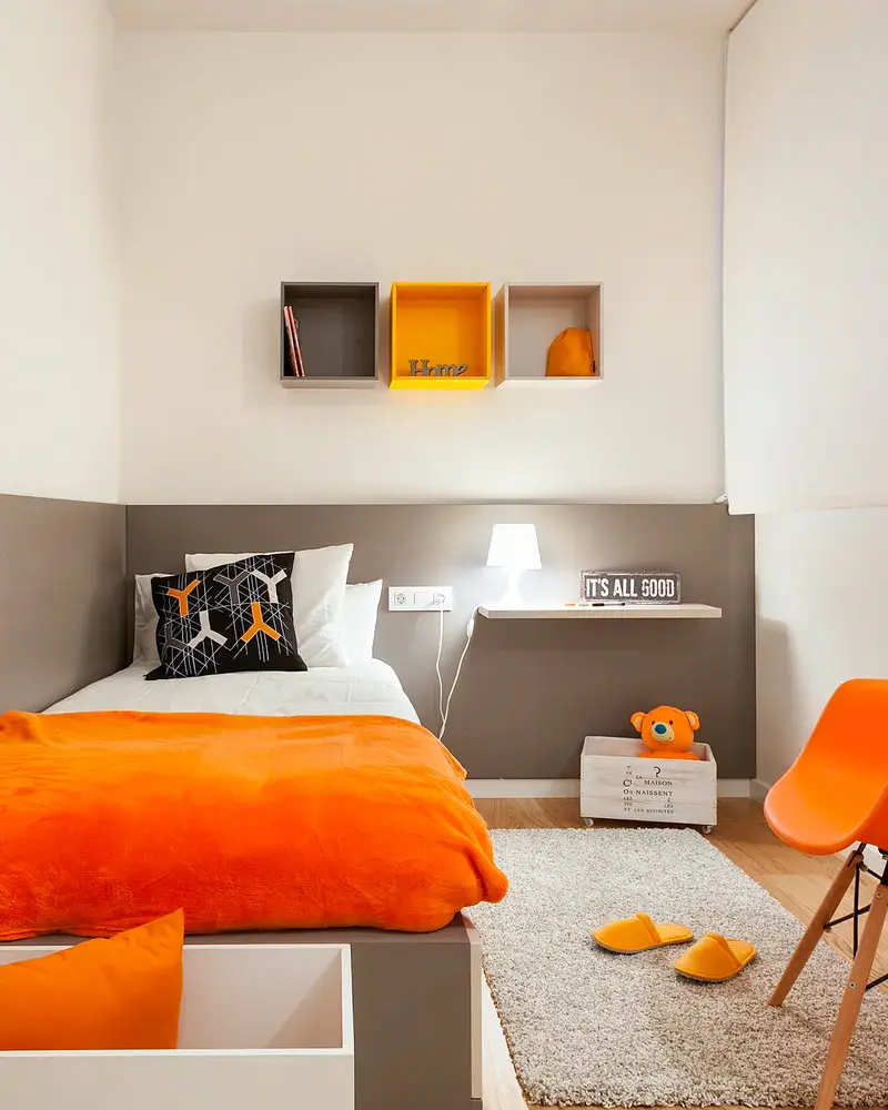 deco chambre enfant moderne orange