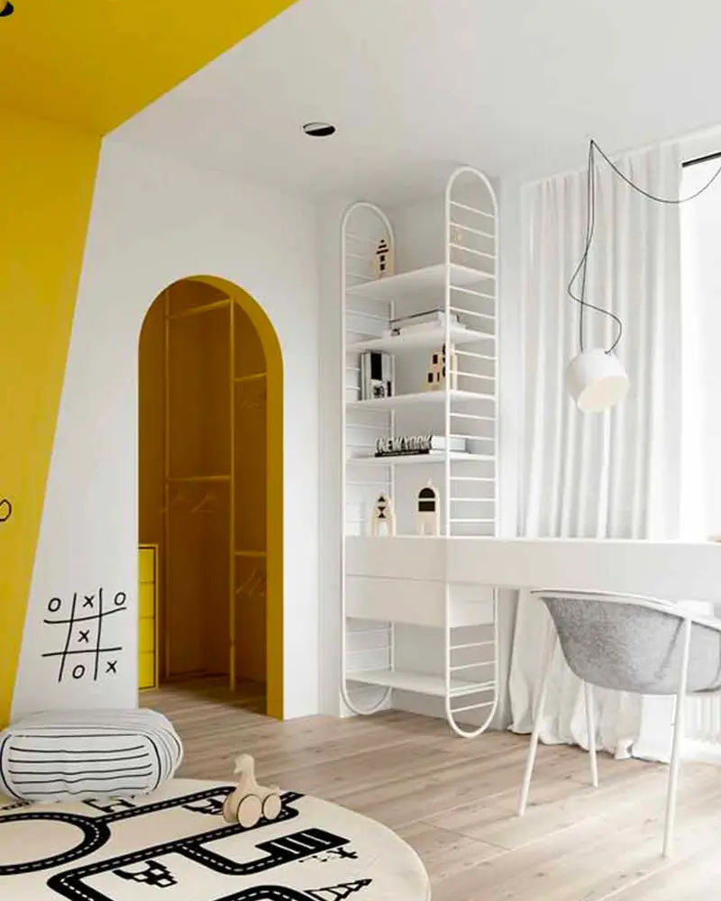deco chambre enfant blanc jaune