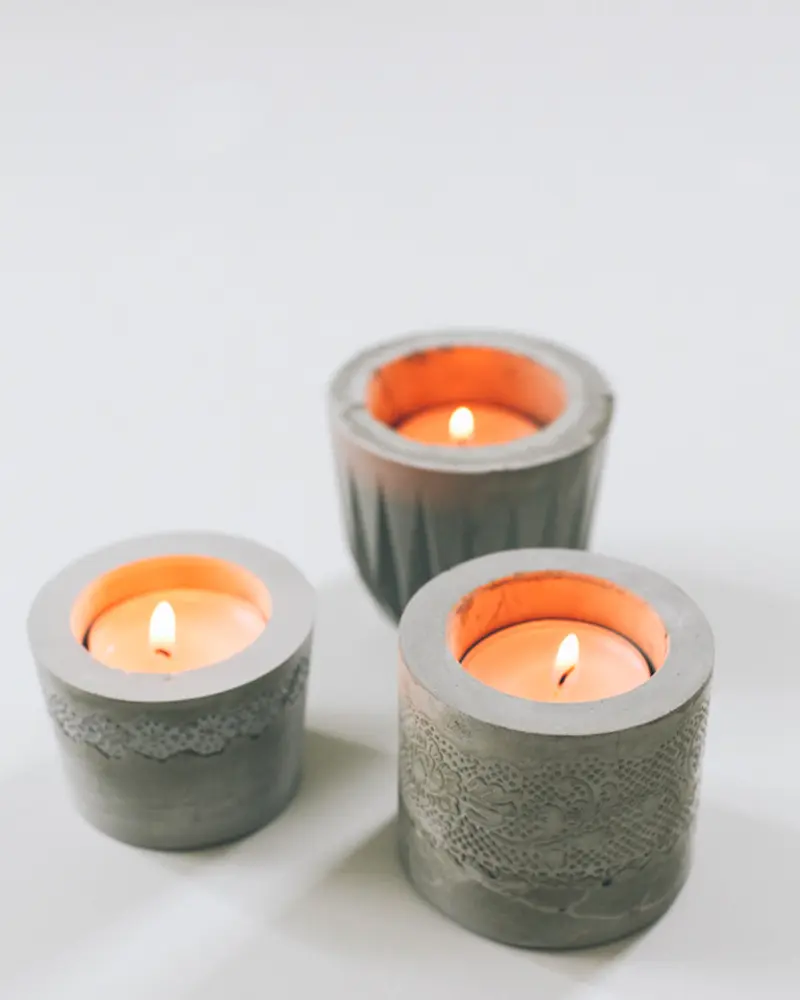 photophore beton dentelle diy