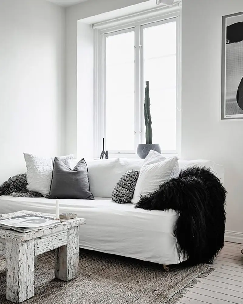 deco studio gris noir blanc salon