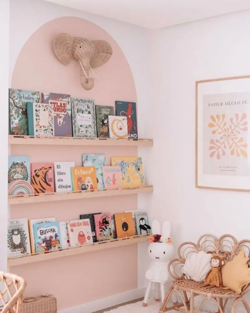 mur arche rose deco chambre enfant