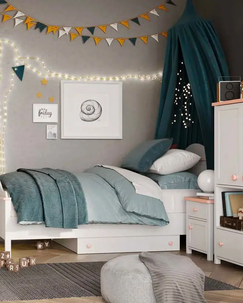 deco chambre enfant blanc gris bleu
