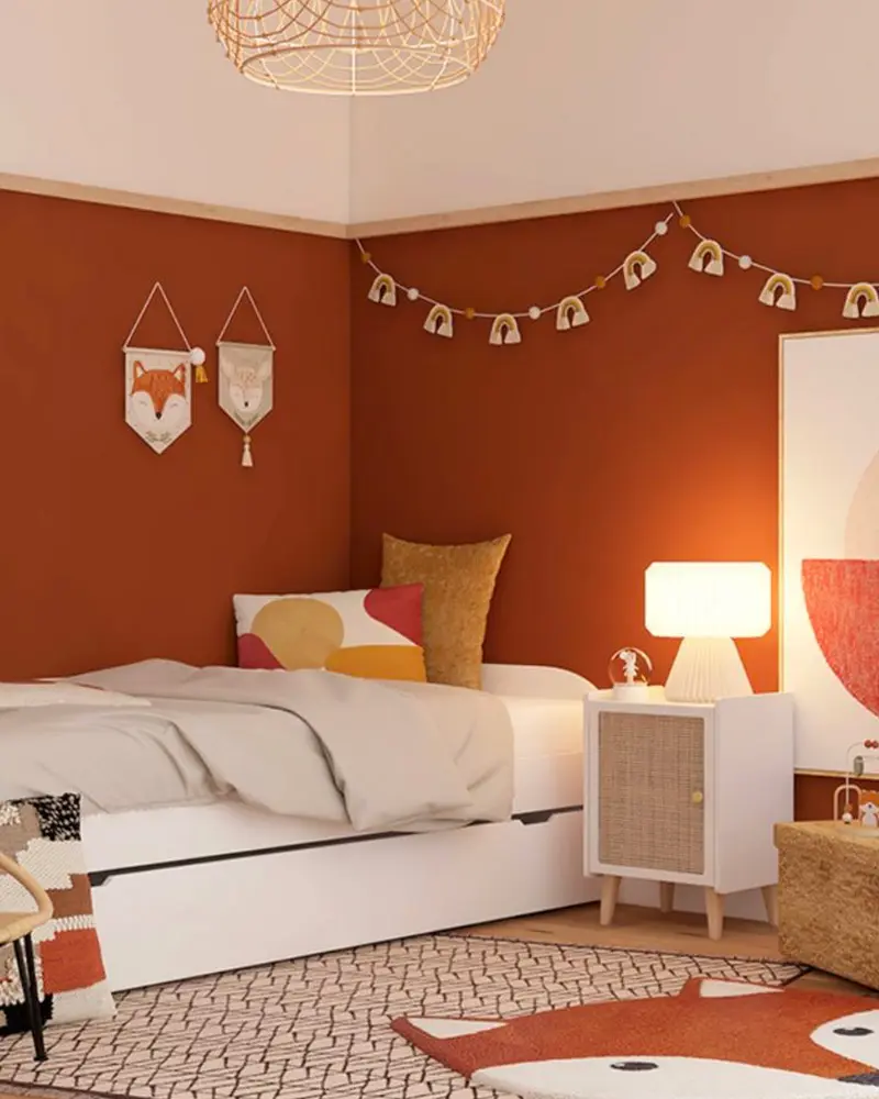 soubassement orange deco chambre enfant