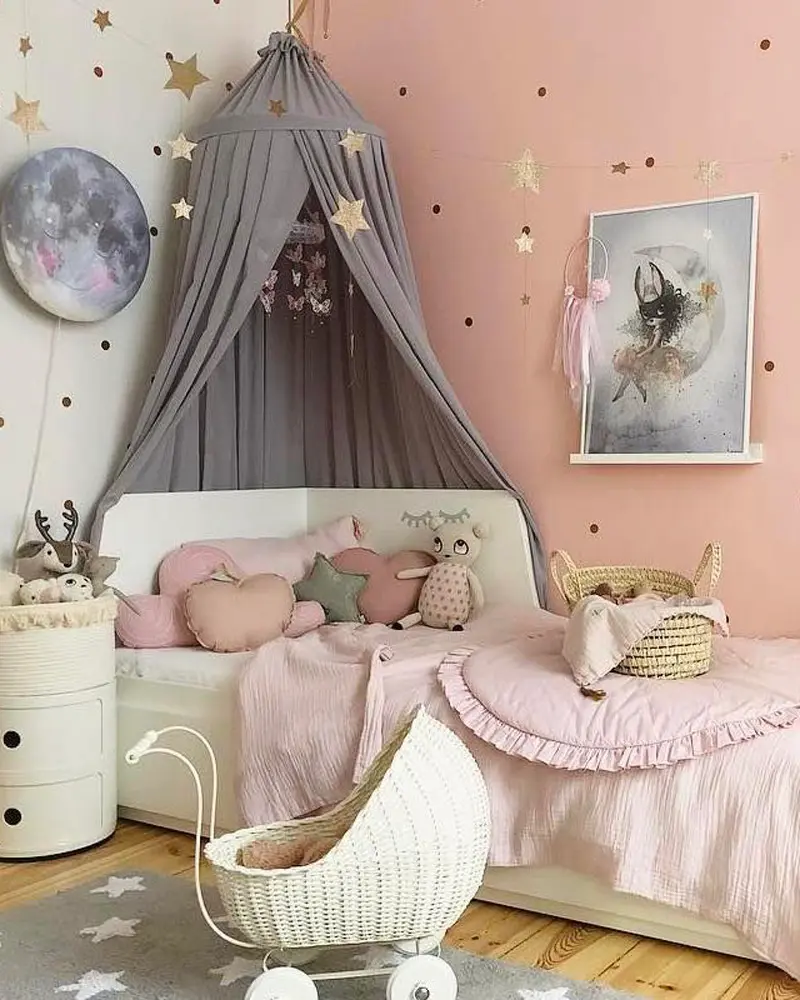 deco chambre enfant rose gris