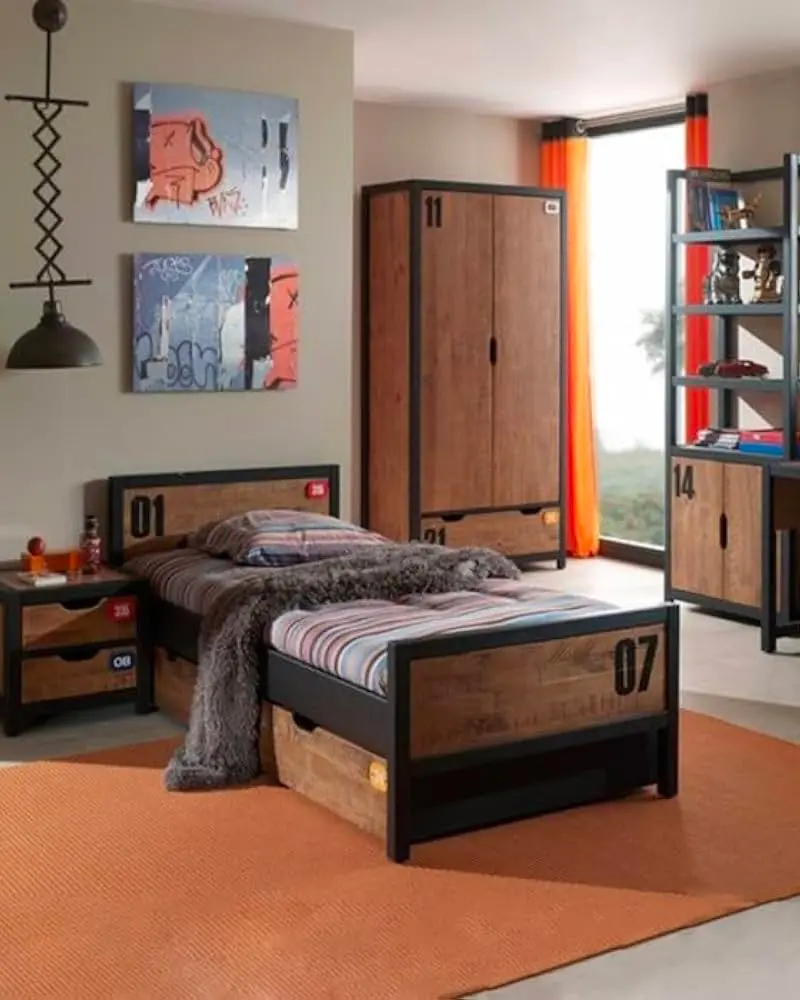 deco chambre enfant industrielle noir bois