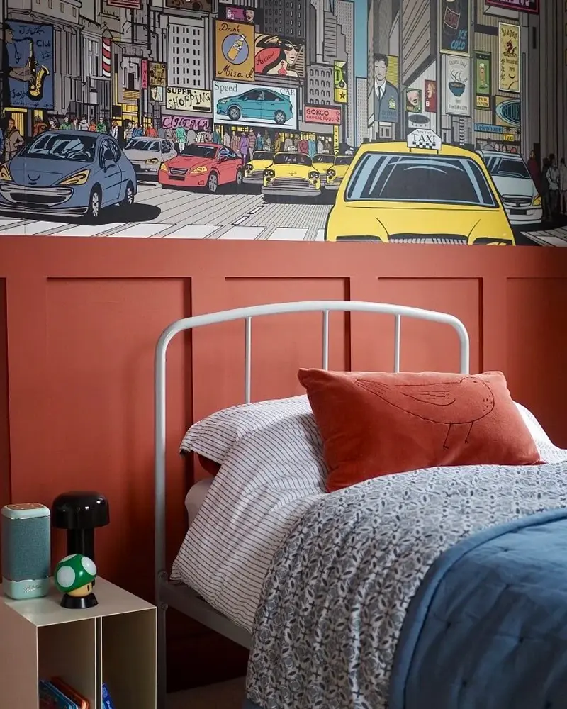 deco chambre enfant soubassement rouge