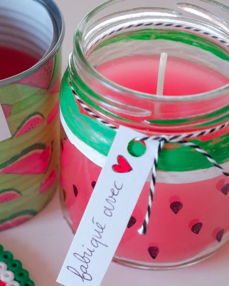 bougie pastèque bocal diy enfant