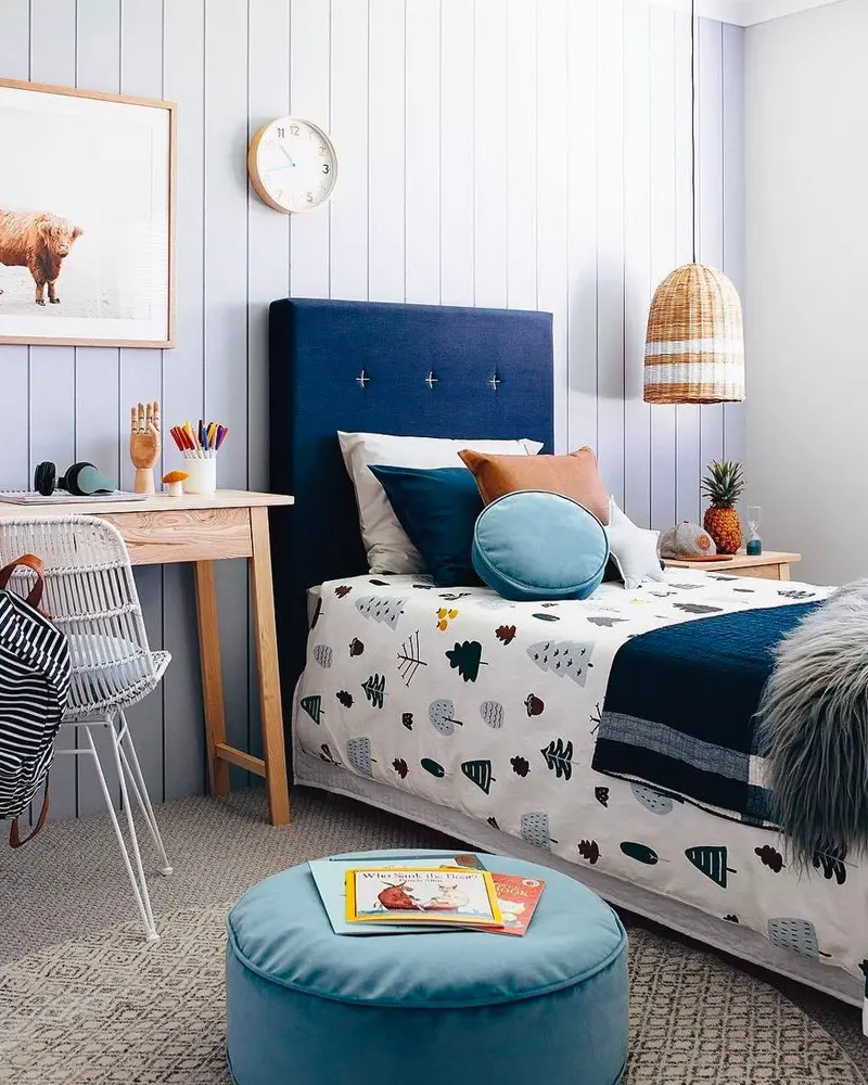 deco chambre enfant bleu scandinave