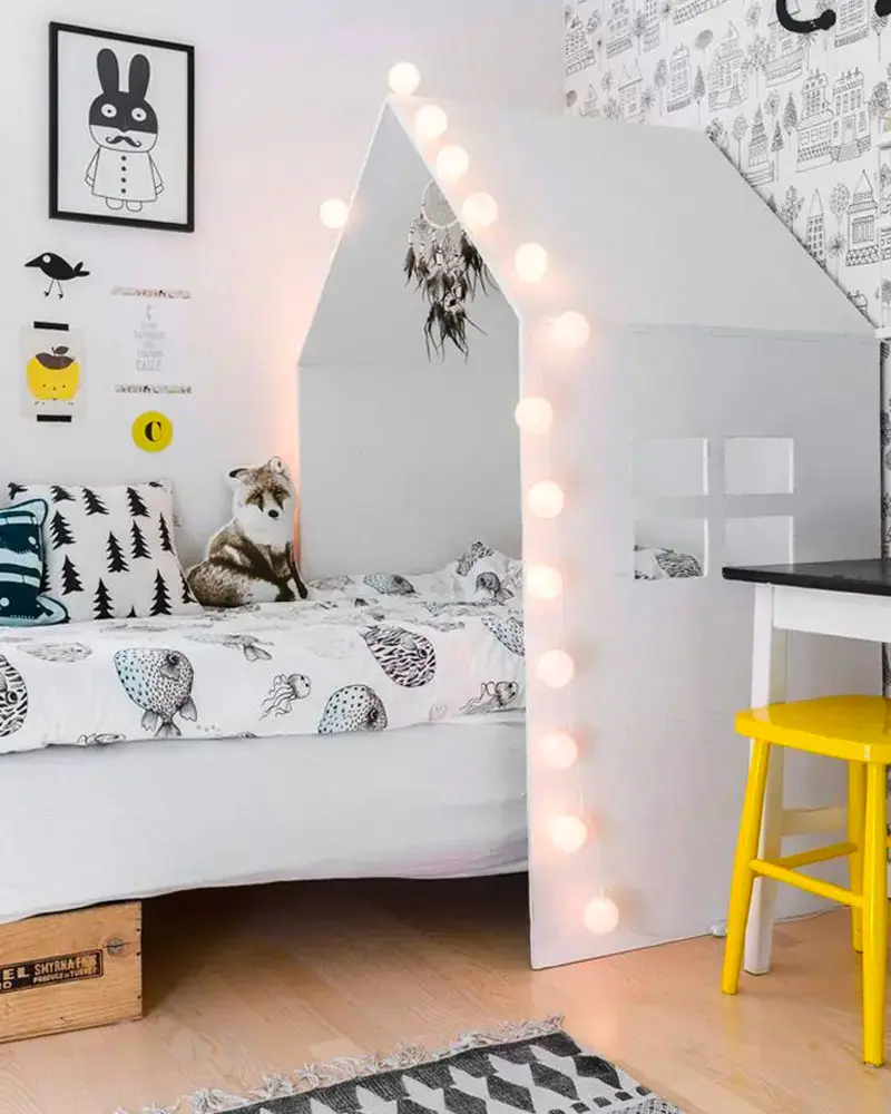 deco chambre enfant scandinave gris noir blanc