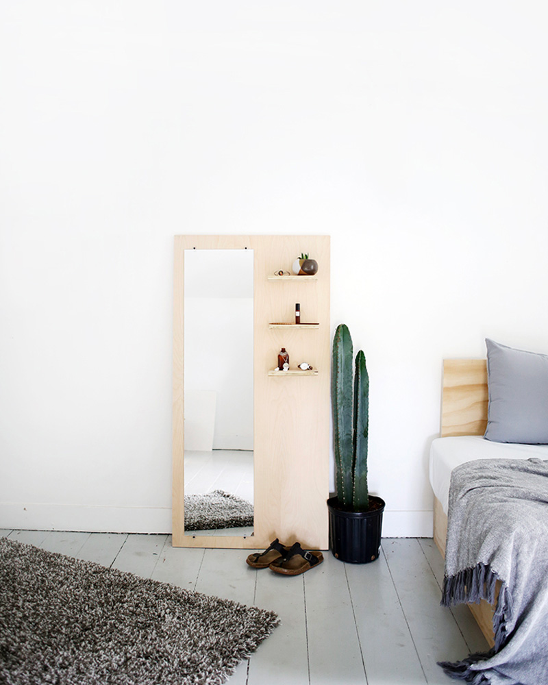 miroir sur pied etagere diy
