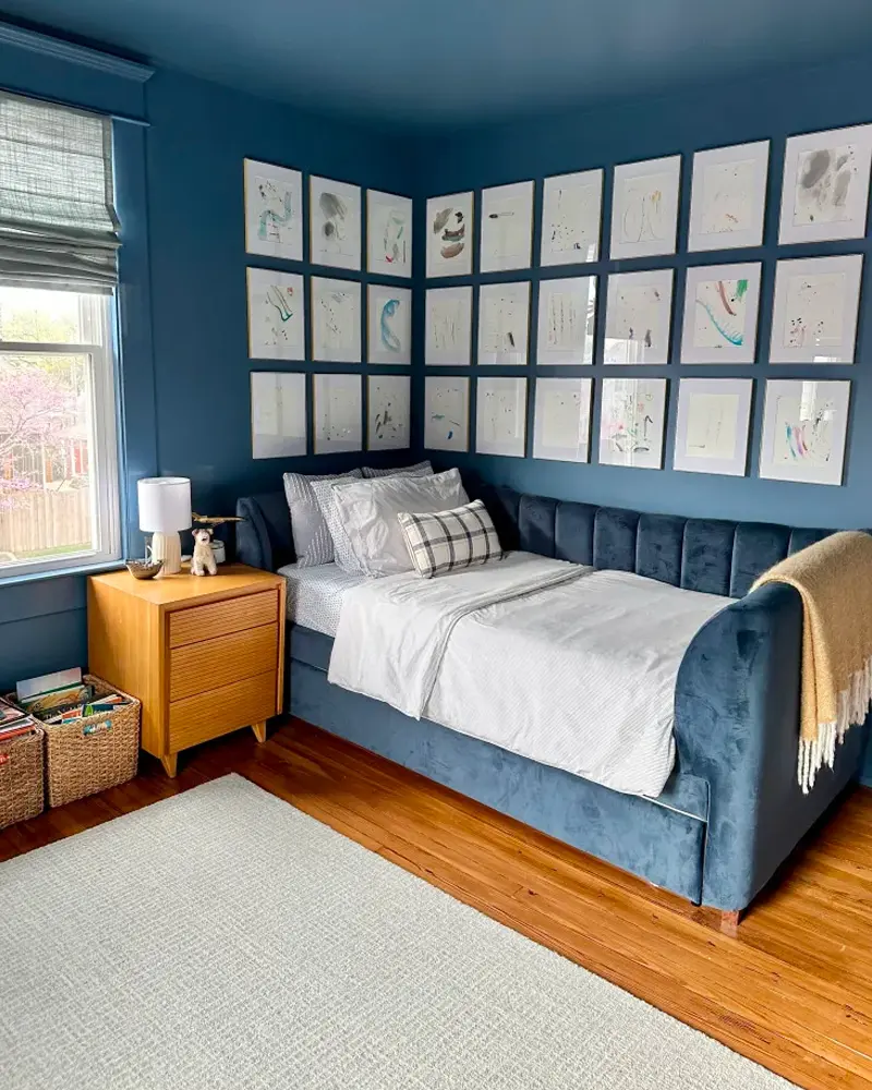 deco chambre enfant bleu moderne chic