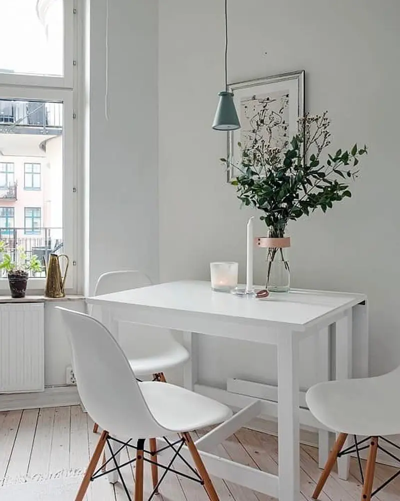 deco appartement vert blanc salle a manger